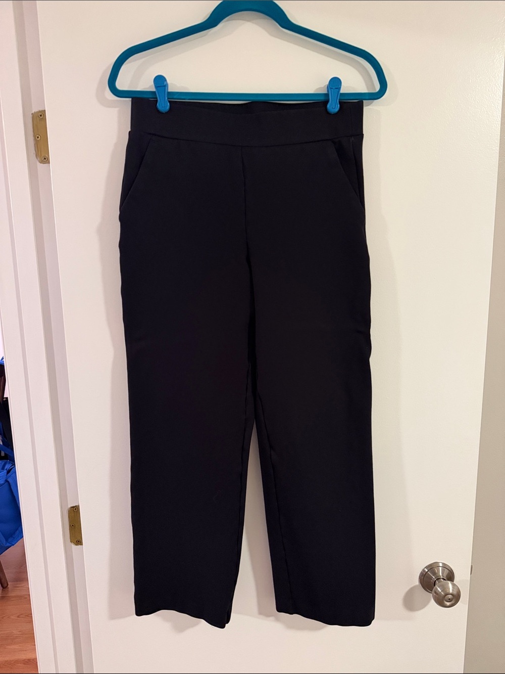 Black Straight-Leg Pull-On Dress Pants